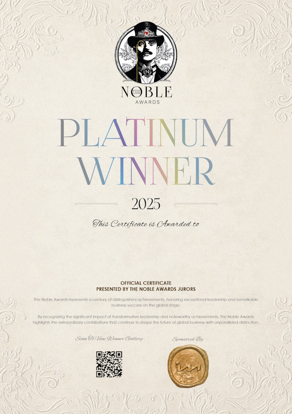 Noble Business Awards Certificate